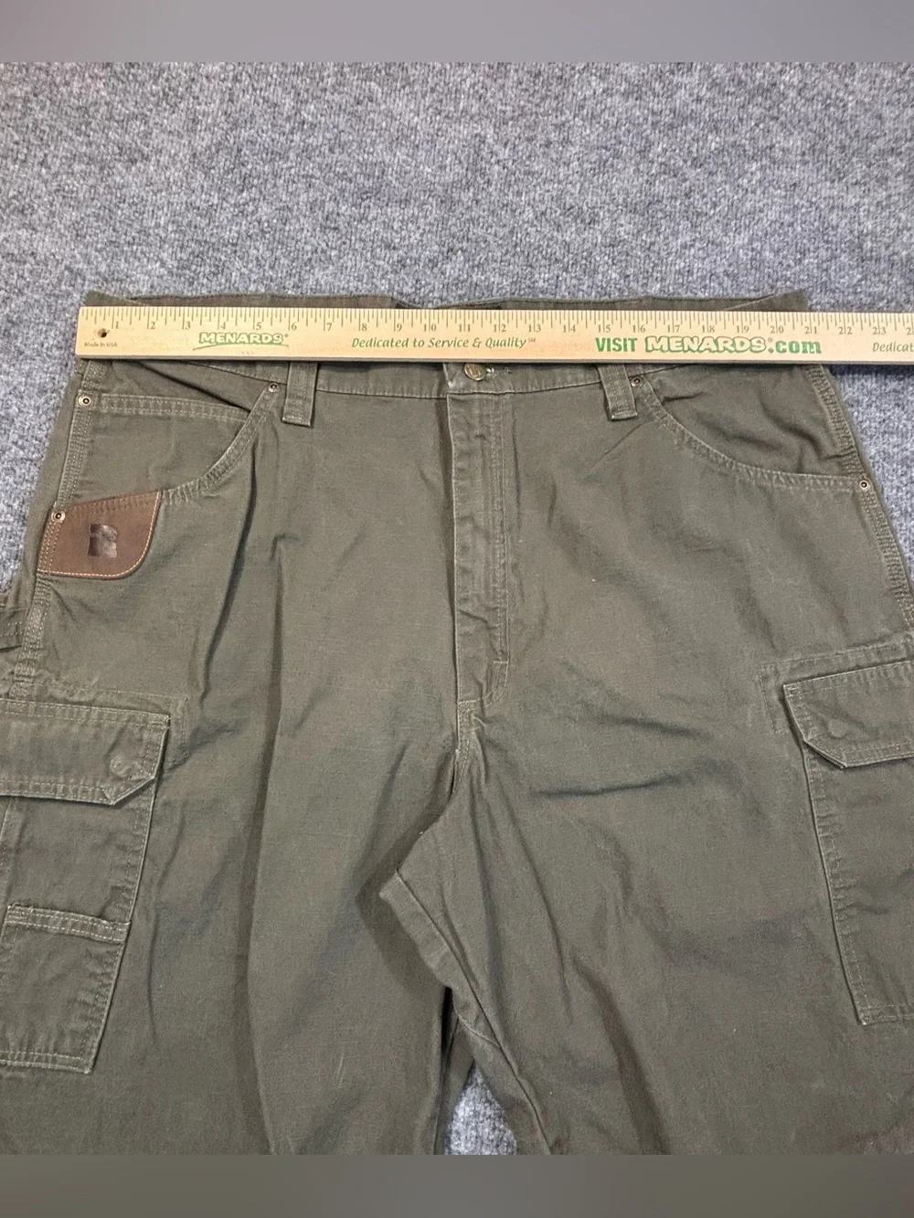 Wrangler RIGGS Workwear Carpenter Ripstop Shorts Mens 42 Green Canvas Cargo Duty